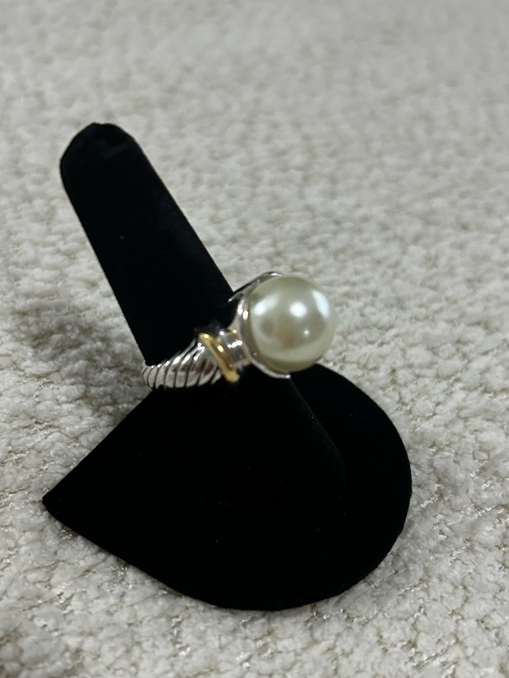 Cultured Pearl Cable-Style Ring in White and Silver